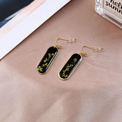 Pastel Pressed Flower Resin Drops Earrings 🌸 Elegant Geometric Jewelry For Women