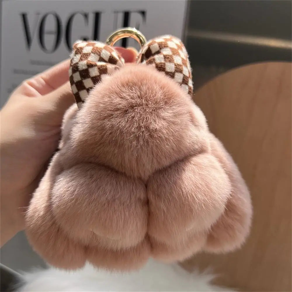 Plush Bunny Keychain Cute Bowknot Fur Rabbit Toy Charm 🐰✨