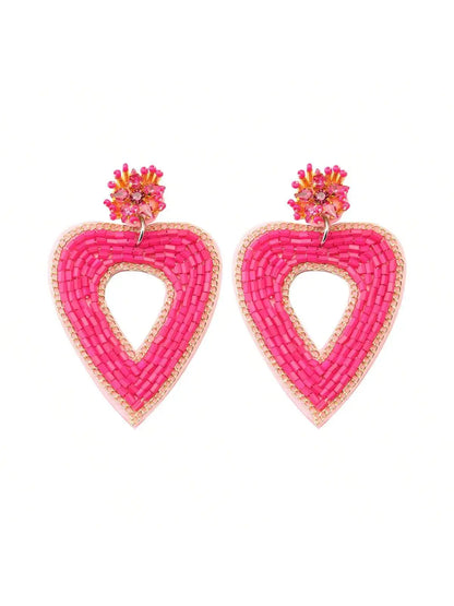 Kawaii Heart Dangle Earrings 💖✨ | Vintage Beaded Jewelry Gifts for Lovebirds 🌟💕