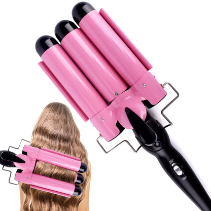 Kawaii Triple Barrel Hair Curler 🌸✨ - Professional Ceramic Waver for Dreamy Waves & Curls! 💖