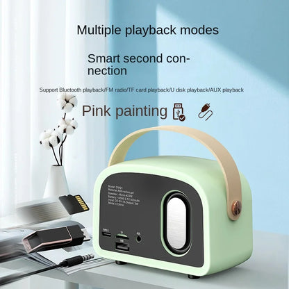 ✨ Kawaii Retro Mini Bluetooth Speaker 🎶 Cute Portable Music Player with Subwoofer & FM Radio 🌈 Perfect Home Decor & Gift Idea!