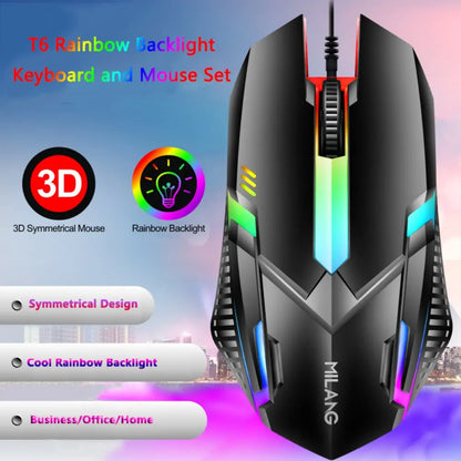 🌈 Kawaii Rainbow Backlit Keyboard & Mouse Set 🌟✨