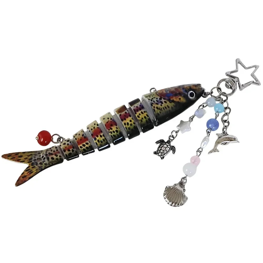 Playful Plastic Fish Keychain 🐟 Multi Jointed Backpack Charm Gift