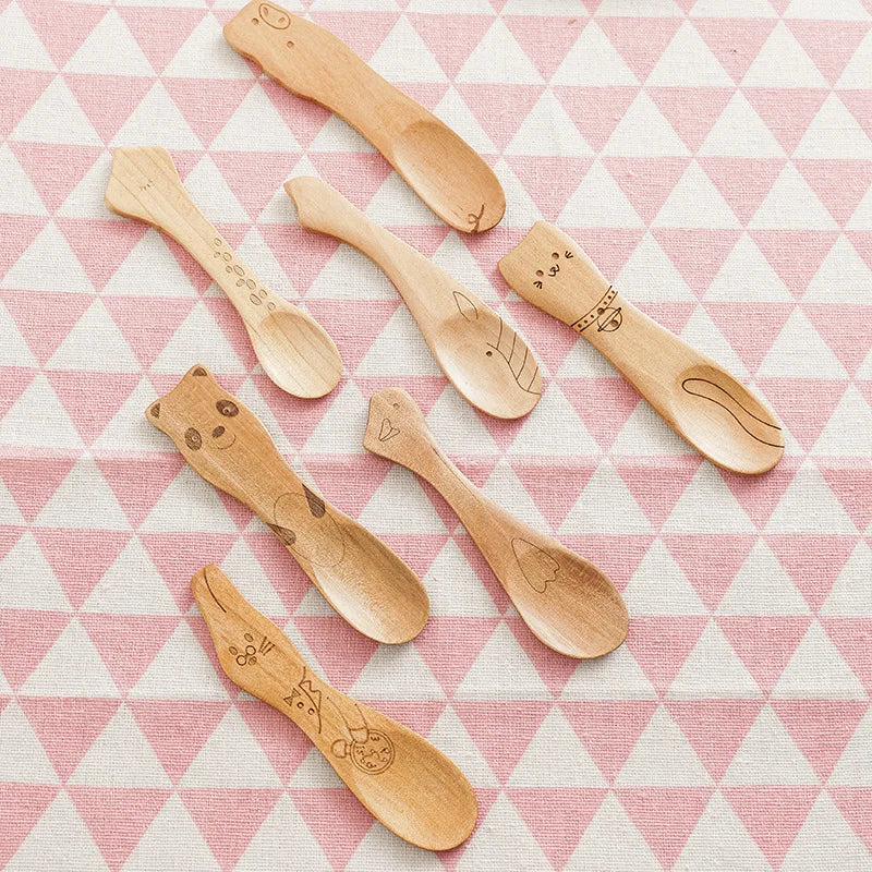 🌟 Adorable Wooden Spoons for Little Chefs 🍯☕️✨ Fun Cutlery for Kids' Kitchen Adventures! 🥄🍰 - Pixie Quill