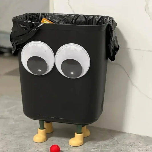 Kawaii Big Eyes Trash Can 🗑️👀 - Adorable Standing Garbage Bin for Home & Office 🏠✨