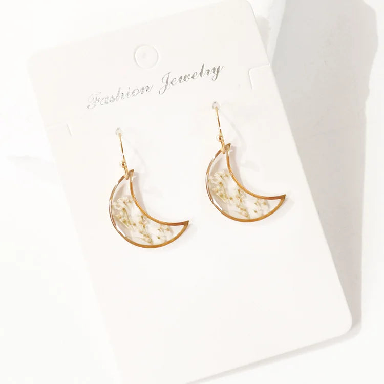 Elegant Pressed Flower Earrings For Women Natural Blue Floral Drop Earrings Handmake Epoxy Resin Plant Earring Jewelry Wholesale
