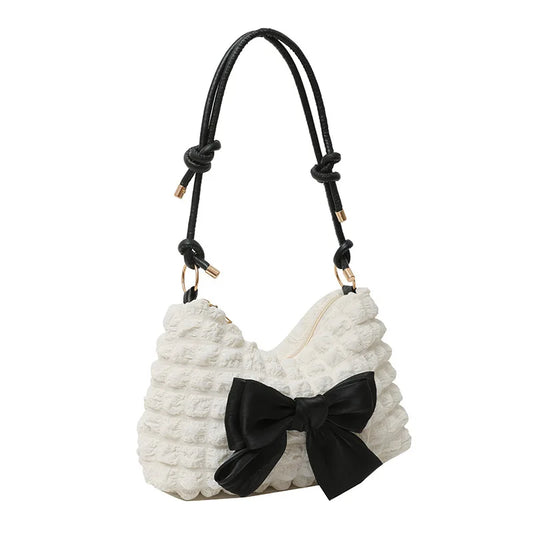 Kawaii Bowknot Tote 👜✨ | Adorable Women's Shoulder Bag 💖 | Retro Chic Crossbody Purse for Fashionistas 🌟