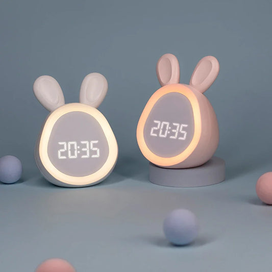 Kawaii Bunny LED Alarm Clock 🐰✨ | Adorable Night Light & Dimmable Display for Kids 🌙💤