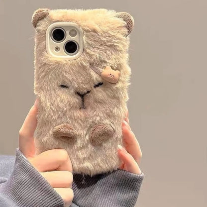 Adorable Kawaii Capybara Plush Phone Case for iPhone 15/14/13/12/11 Pro Max 📱✨ - Shockproof Luxury & Creative Design! 🐾