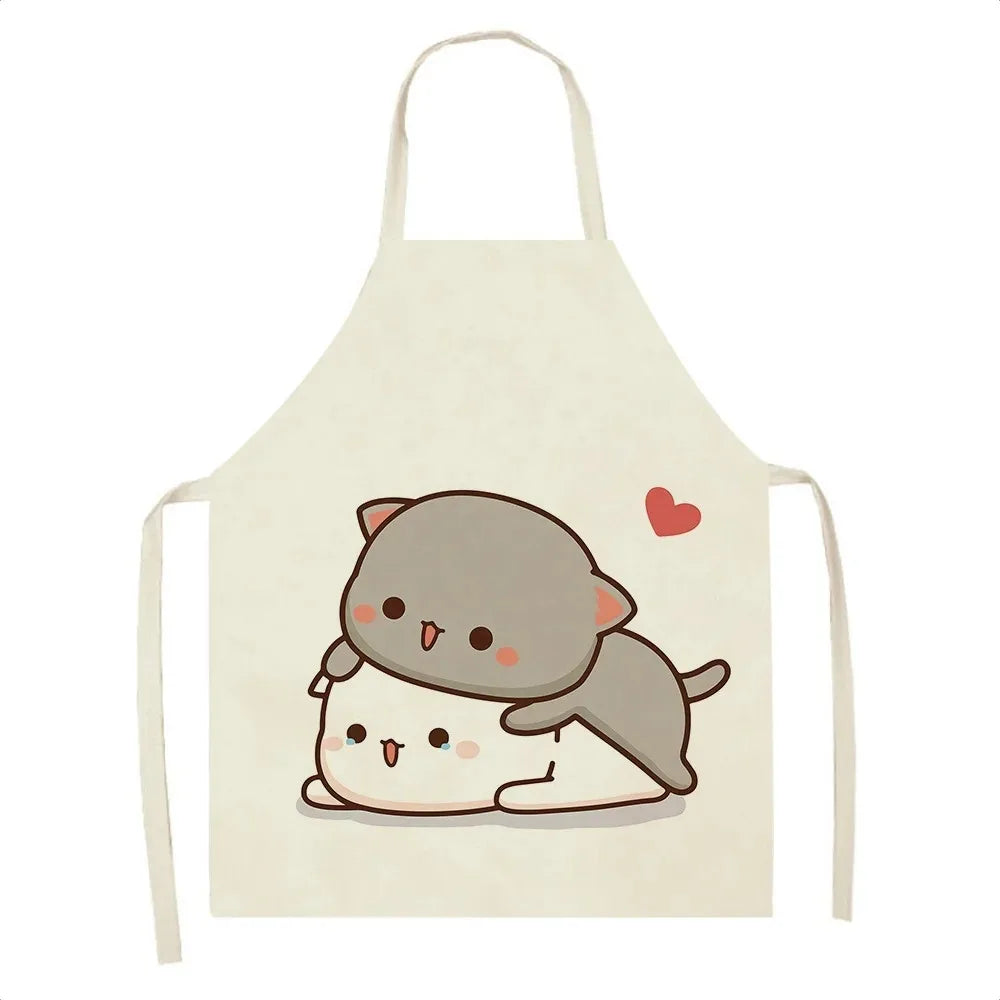 Cute Cartoon Cat Cooking Apron 💕🐱 - Fun & Mess-Free for Couples in the Kitchen 🍳👩‍🍳 - Pixie Quill