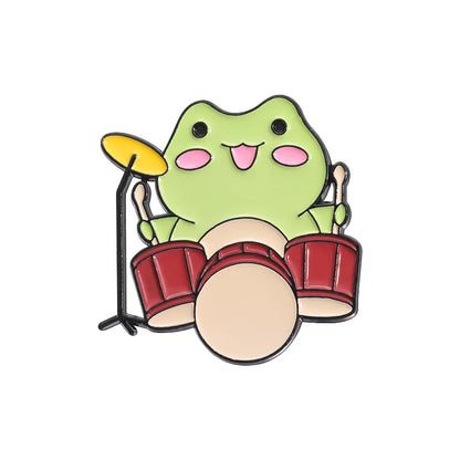Kawaii Frog Musician Enamel Pins 🐸🎶 Adorable Cartoon Brooches for Lapel & Accessories! 💖✨