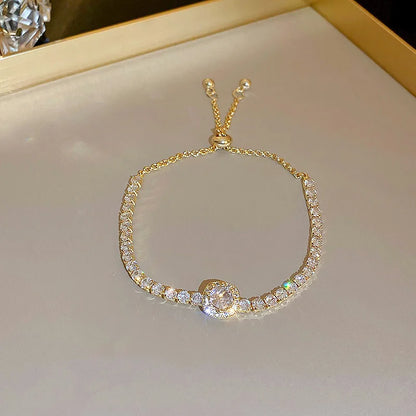 Kawaii Sparkle ✨ Cute Gold Color Tennis Bracelets with Colorful Cubic Zirconia for Women & Girls 🎀 Perfect Party Jewelry Gifts!