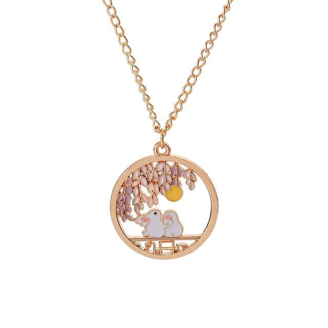 🐰✨ Adorable Sakura Bunny & Cat Pendant Necklace - Cute Charm for Trendy Ladies! 🌸💖 - Pixie Quill