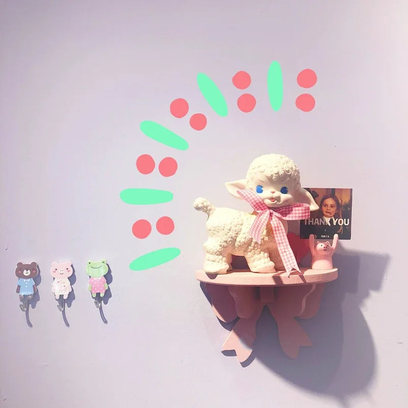 Kawaii Pink Bow Wooden Wall Shelf 🌸✨ | Cute Girly Cosmetic Rack for Heartfelt Room Decor 💖🏡