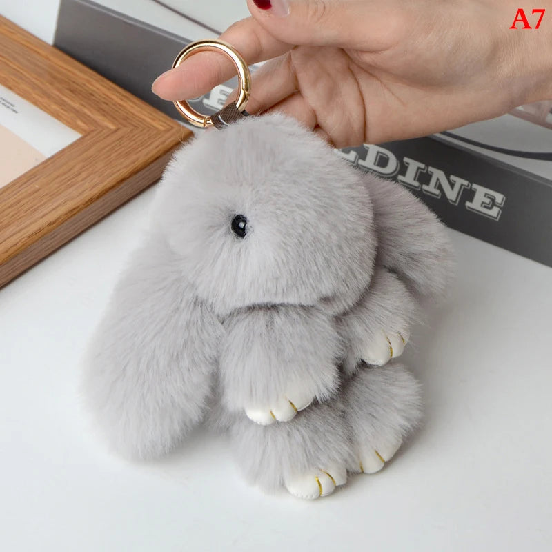 Fluffy Bunny Keychain 🐰✨ Adorable Pom Pom Charm for Bags & Keys! 🐇💖 - Pixie Quill
