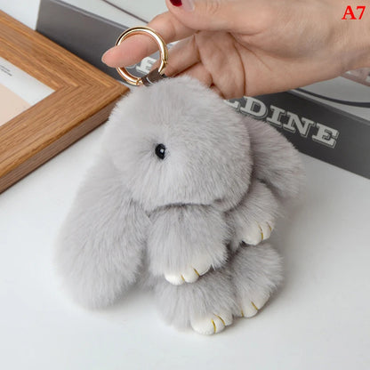 Fluffy Bunny Keychain 🐰✨ Adorable Pom Pom Charm for Bags & Keys! 🐇💖 - Pixie Quill