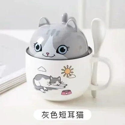 Adorable Kawaii Animal Mug with Lid 🐶🐱✨