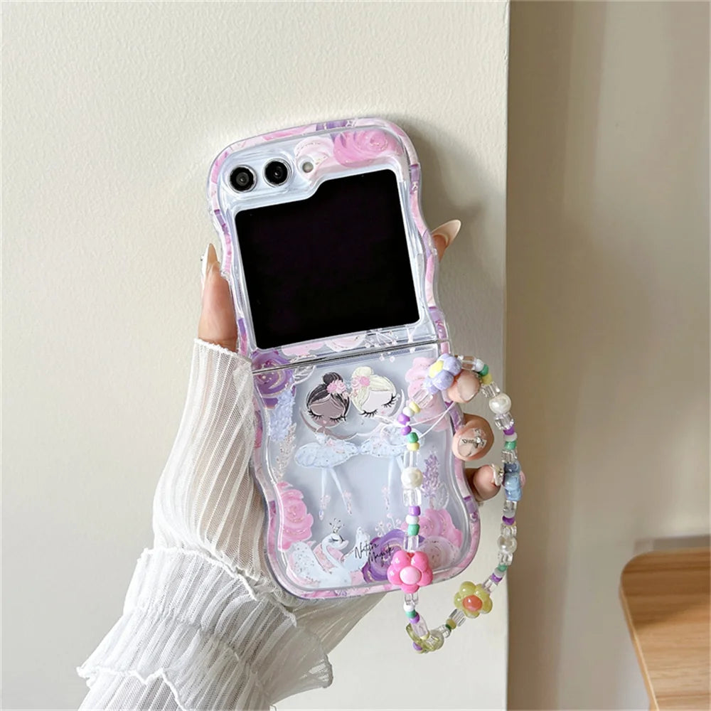 🌸 Whimsical Floral Charm Bracelet Case for Samsung Galaxy Z Flip 6/5/4/3 💖✨
