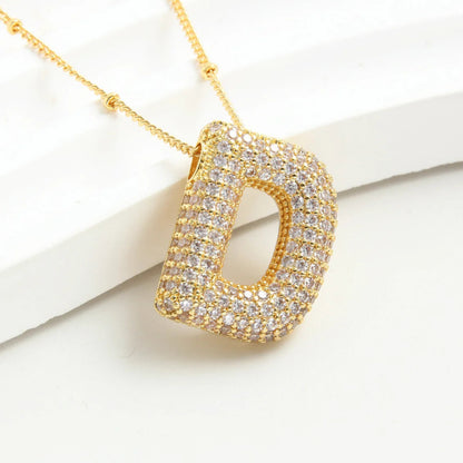 Kawaii Gold Plated Balloon Letter Necklace 🎈✨ | Chunky Initial Pendant Jewelry for Trendy Women 👩‍🎤💖