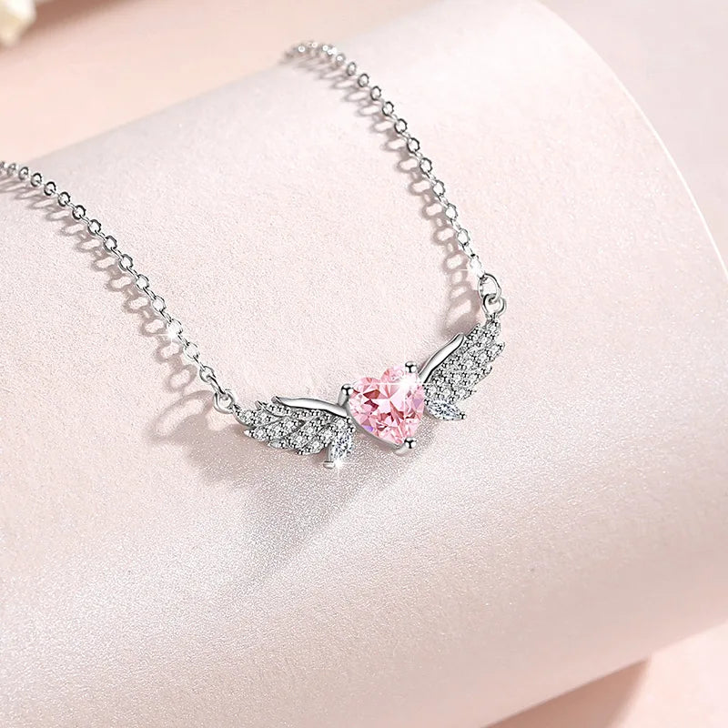 💖 Sweet Heart Wing Y2K Silver Necklace ✨ - Kawaii Fashion Jewelry for Parties & Daily Wear 🎉