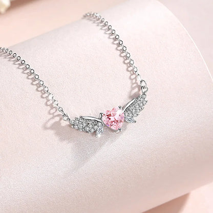 💖 Sweet Heart Wing Y2K Silver Necklace ✨ - Kawaii Fashion Jewelry for Parties & Daily Wear 🎉