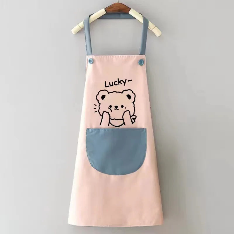 Cute Cartoon Apron for Couples Household Kitchen Catering Waterproof Sleeveless Home Cook Apron Cook Wear Smock - Pixie Quill