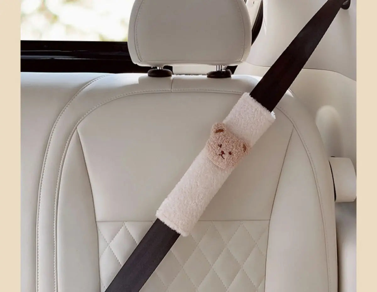 Kawaii Cartoon Bear Seat Belt Cover 🐻✨ | Soft Plush Shoulder Pad Protector for Cute Car Styling 🚗💕