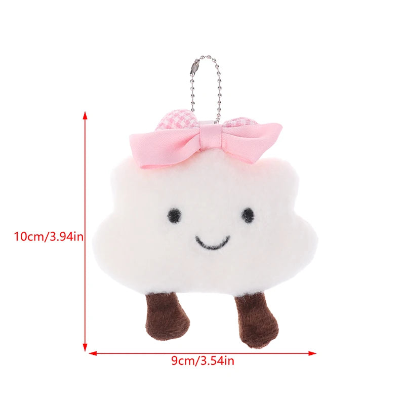 Cloud Bow Plush Keychain Cute Cloud Doll Bag Charm Soft Stuffed Accessory 🎀🧸