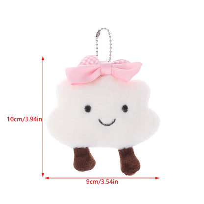 Cloud Bow Plush Keychain Cute Cloud Doll Bag Charm Soft Stuffed Accessory 🎀🧸