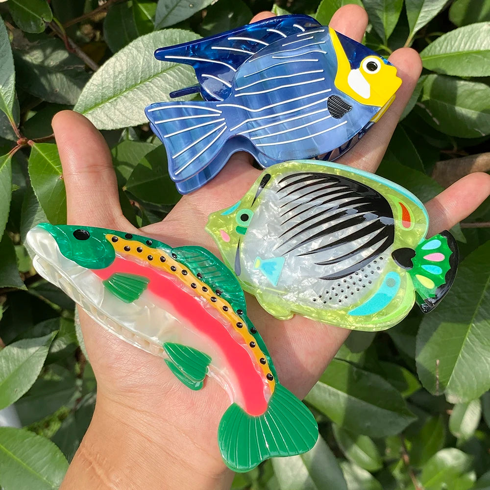 Oversize Acetate Marine Animal Hairpin Set Tortoise Turtle Fish Shark Clips 🐢🐟🦈