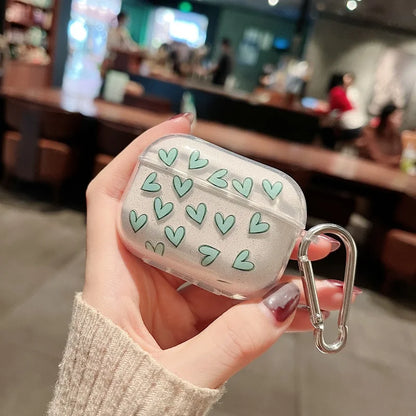 ✨Cute Glittery Heart Silicone Case for AirPods Pro 2 & 1/2/3 💖🎀 – Adorable Cartoon Style Charging Cover! 🎉 - Pixie Quill