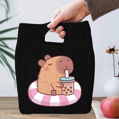 🎒🌟 Adorable Capybara Boba Tea Lunch Bag 🦙✨ Portable & Fun Bento Tote for Kids! 🍱💖 - Pixie Quill