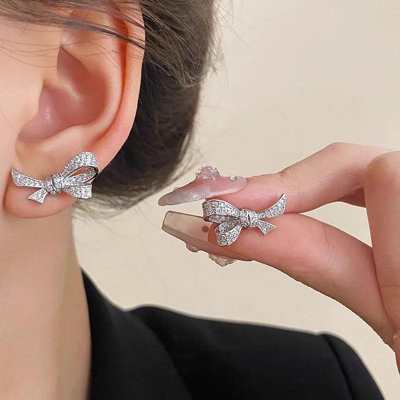 Kawaii Bow Knot Earrings ✨ |  925 Sterling Silver Tassel Jewelry for Women 💖 | Perfect Gift for Her 🎁