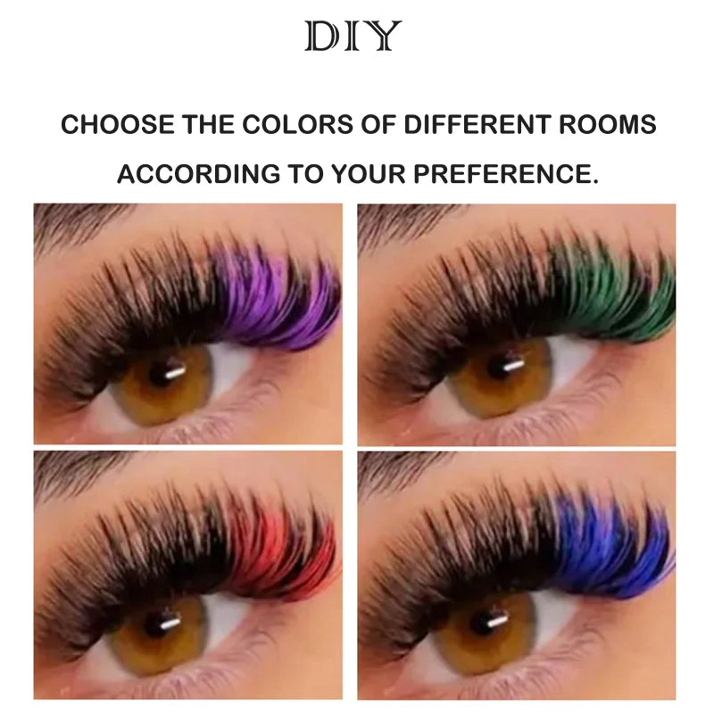 🌈 Fluffy DIY Colored Cluster Lashes - 120pcs Kawaii D Curl Eyelashes ✨
