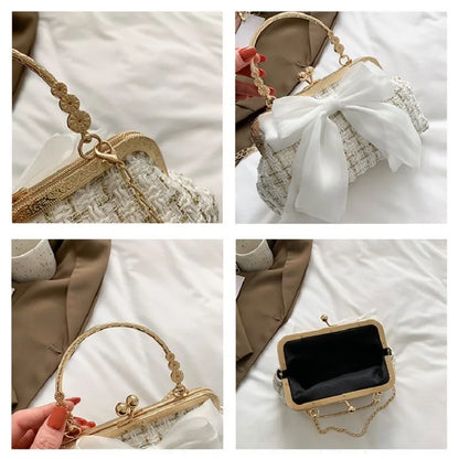 Kawaii Vintage Bow & Chain Tote Bag 🎀 | Adorable Crossbody Purse for Trendy Ladies 💖✨