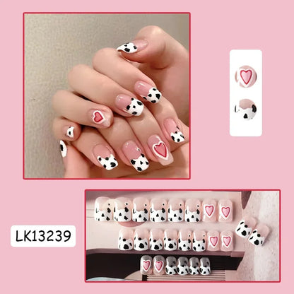 ✨ 24P Kawaii Rainbow Ballerina Press-On Nails 💅 - Adorable Full Cover Artificial Fake Nails for Creative Nail Art! 🌈