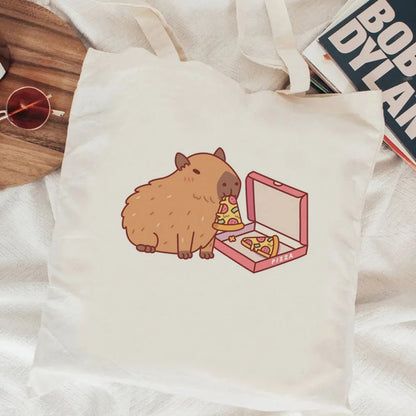 Kawaii Capybara Canvas Shopping Bag 🛍️✨ - Eco-Friendly Tote for Adorable Adventures! 🌿😊