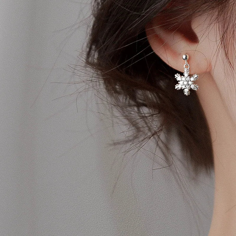 Red Bow Snowflake Drop Earrings For Women Christmas Gift Adorable Jewelry 🎀❄️