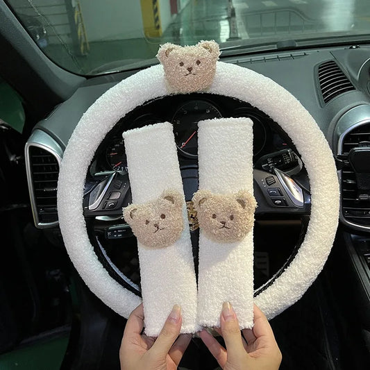 Kawaii Bear Seat Belt Cushions 🐻✨ | 2pcs Adorable Shoulder Strap Protectors for Kids & Children