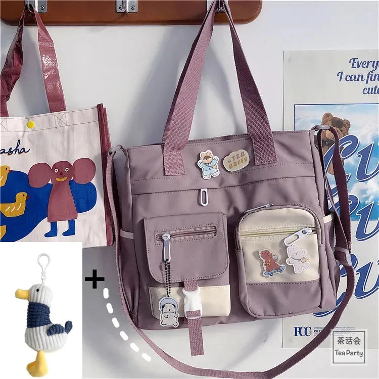 Kawaii Nylon Waterproof Satchel 👜✨ | Adorable Japanese Crossbody Messenger Bag for Students & Girls 🎒💖