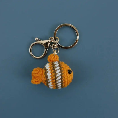 Cute Clown Fish Crochet Keychains For Bags, Handmade Goldfish Charm 🧶🐠