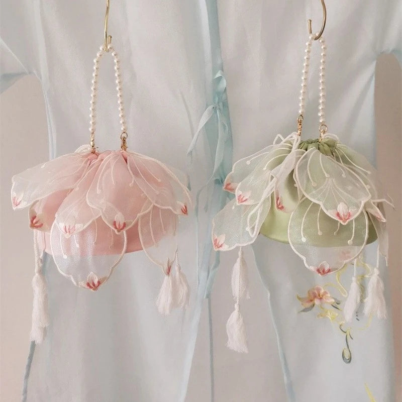 Kawaii Dreamy Lotus Pearl Handbag 🌸✨ | Vintage Hanfu Purse for Sweet Cosplay Princesses 🎀💖