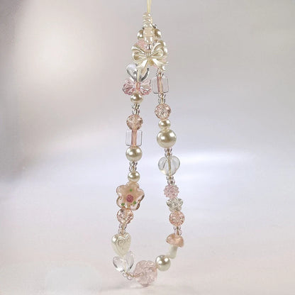 Whimsical Glass Bowknot Flower Phone Strap Lanyard Charm 🌸💖 For AirPods Case