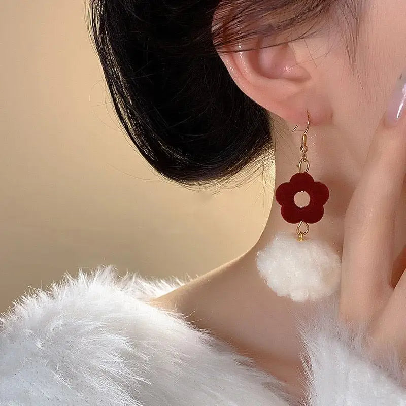 Charming Wine Red Bow Pearl Tassel Earrings 🎀🌟 | Kawaii 2024 Bridal Jewelry ✨