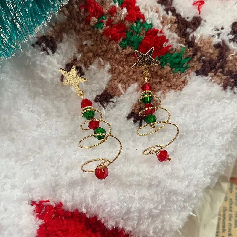 Festive Christmas Tree Drop Earrings For Women Santa Snowman Gift 🎄🎁