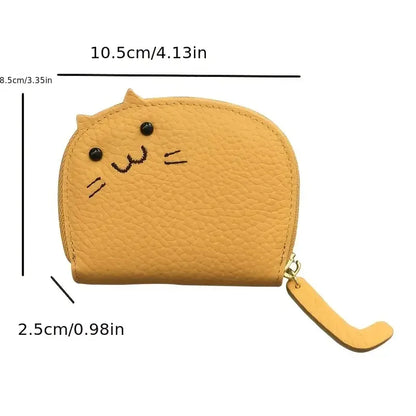 Cartoon Cat Wallet With Card Slots Zipper Coin Holder PU Leather 🐱💖