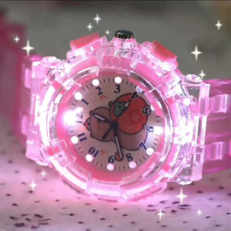 Kawaii Capybara LED Quartz Watch 🐾✨ - Adorable Cartoon Timepiece for Kids 🎉 - Perfect Birthday Gift! 🎁