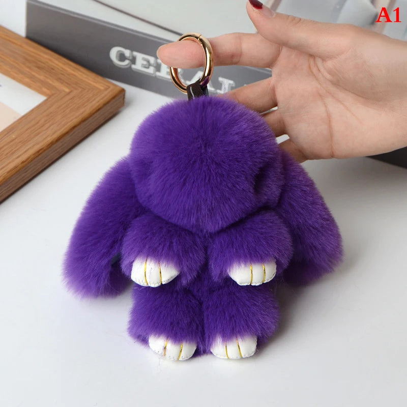 Fluffy Bunny Keychain 🐰✨ Adorable Pom Pom Charm for Bags & Keys! 🐇💖 - Pixie Quill