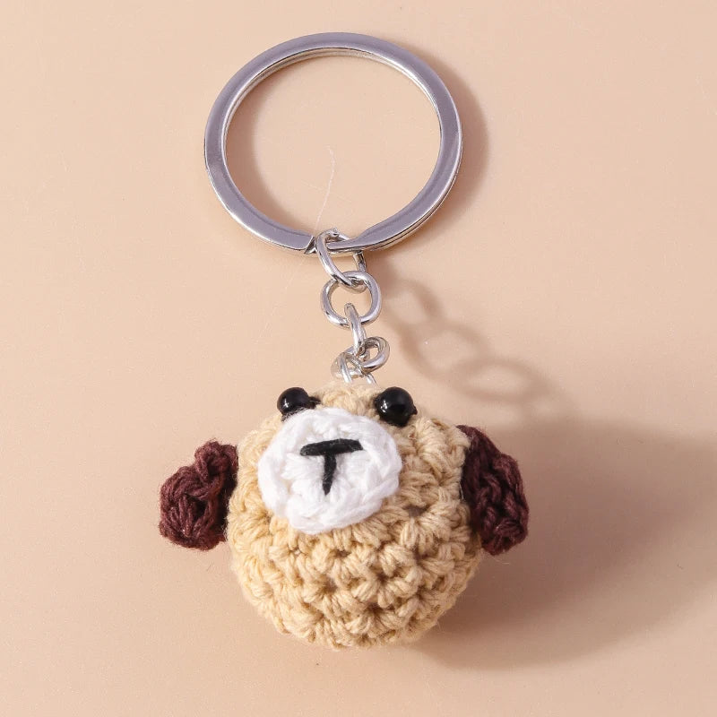 Playful Handmade Knitted Pig Dog Keyrings for Gifts 🐷🐶