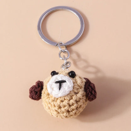 Playful Handmade Knitted Pig Dog Keyrings for Gifts 🐷🐶